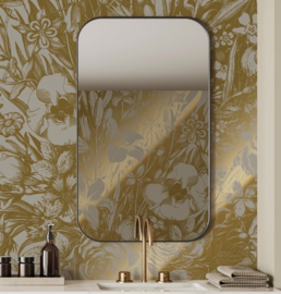 KEK Amsterdam Gold | Silver | Copper behang Engraved Flowers Grey MW-140