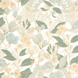 Caselio Blue Shades behang Flower Power May Bleu Vert BLS 101857320