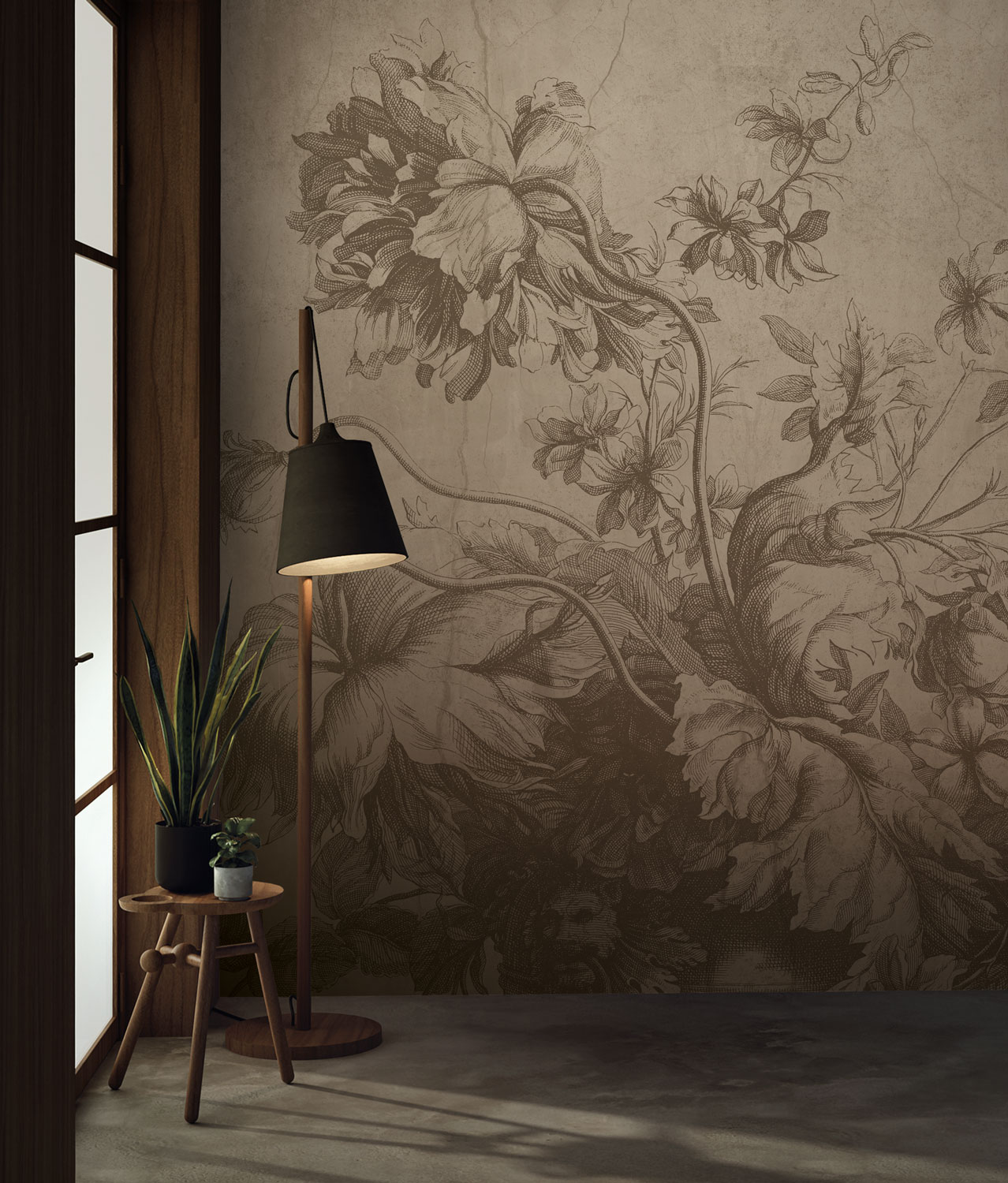 KEK Amsterdam Frans Uyterlinde Mural Gradient Flowers Beige FU-028