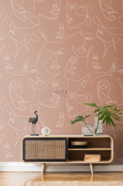 Esta Home Art Deco PhotowallXL Line Art Faces 158960