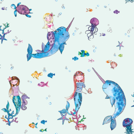 Dutch Over the Rainbow behang Narwhals and Mermaid 91011
