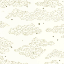 Caselio Happy Kids Club behang Little Clouds Blanc Or HKC 107640223