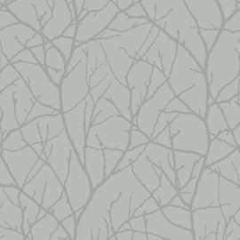 York Wallcoverings Modern Metals behang Metallic Trees Silhouette Smokey Blue Silver MD7123