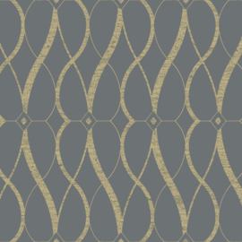 York Wallcoverings Modern Metals behang Graceful Geo Smoke Gold MD7176