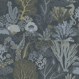 Dutch First Class Wanderlust behang Nautilus Navy Gold 92081