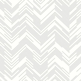 York Wallcoverings Modern Metals behang Polished Chevron White Silver MD7223