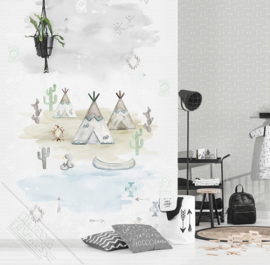 Behangexpresse Kay & Liv Wallprint Tipi Time Grey INK 7036