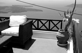 Papermoon Fotobehang Lounge Set Met Uitzicht Zwart-Wit