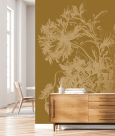 KEK Amsterdam Gold | Silver | Copper behang Engraved Flowers Ochre MW-194