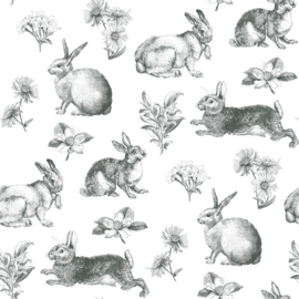York Wallcoverings Black & White Resource Library behang Bunny Toile AT4263