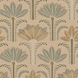 Casamance Racines behang Dattara Beige/eucalyptus 78180202