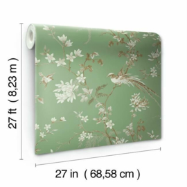 York Wallcoverings Ronald Redding 24 Karat behang Bird and Blossom Chinoiserie KT2175