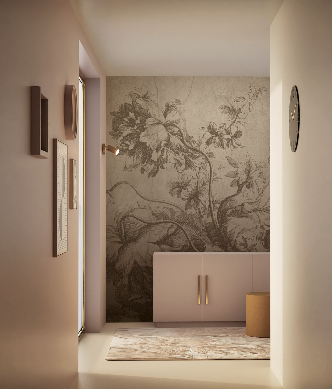 KEK Amsterdam Frans Uyterlinde Mural Gradient Flowers Beige FU-029