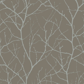 York Wallcoverings Modern Metals behang Metallic Trees Silhouette Mocha Silver MD7121