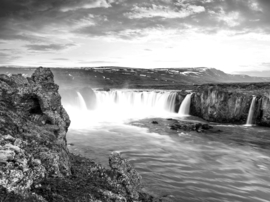 Papermoon Fotobehang Grote Waterval Zwart-Wit