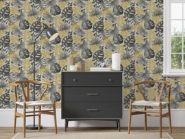 Arthouse behang Jungle Wall Black & Gold 297105