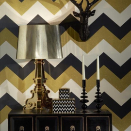 Arthouse Glitterati behang Chevron Black Gold 892300