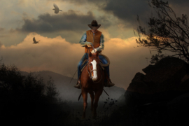 Papermoon Fotobehang Cowboy Op Een Paard