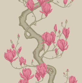 Cole & Son Classics Collection Vol. II behang Magnolia Tree Metallic Taupe And Magenta 128/1006