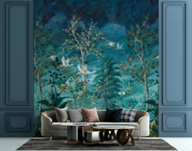 Dutch First Class Arboretum Mural Midnight Canopy Blue 99424