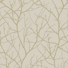 York Wallcoverings Modern Metals behang Metallic Trees Silhouette Beige Gold MD7122