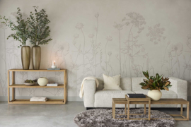 Eijffinger Rivièra Maison Wallpower Silhouette Flowers Taupe 350702