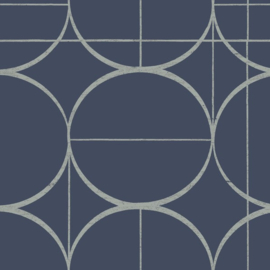 York Wallcoverings Modern Metals behang Sun Circles Blue Silver MD7204