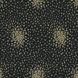 York Wallcoverings Modern Metals behang Petite Leaves Black Gold MD7102