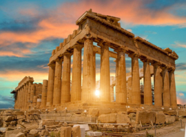 Papermoon Fotobehang Parthenon Athene Zonsondergang