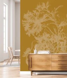 KEK Amsterdam Gold | Silver | Copper behang Engraved Flowers Yellow MW-197