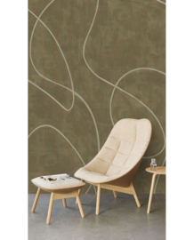 Eijffinger Artifact Wallpower Painted Lines Olive 312486