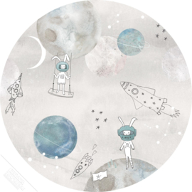 Behangexpresse Sofie & Junar behangcirkel Too the Moooon Grey INK7708 Ø 75CM