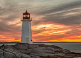 Papermoon Fotobehang Vuurtoren Peggy Cove Zonsondergang