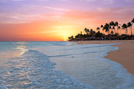 Papermoon Fotobehang De Zonsondergang Van Het Strand Van Aruba