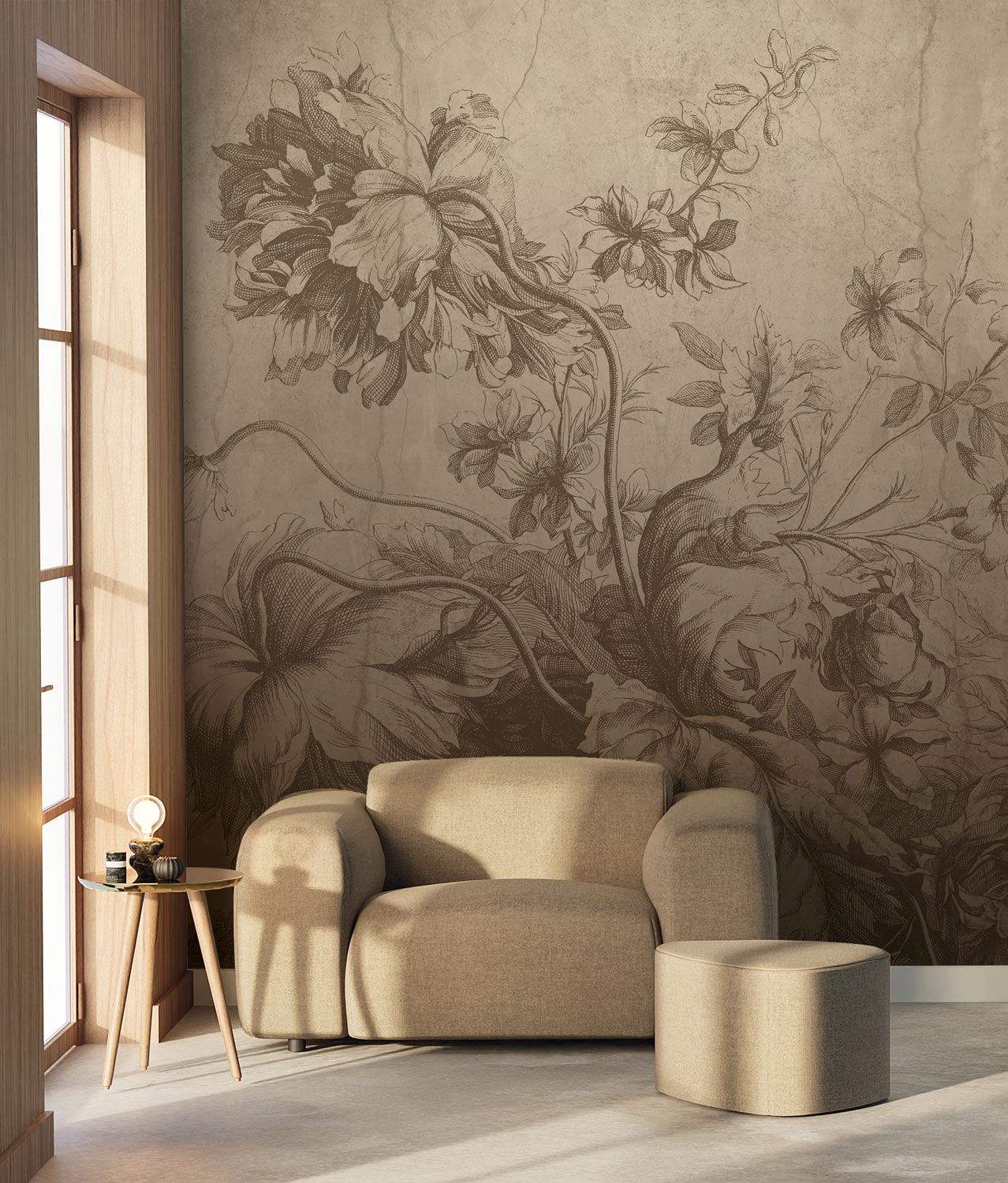 KEK Amsterdam Frans Uyterlinde Mural Gradient Flowers Beige FU-027