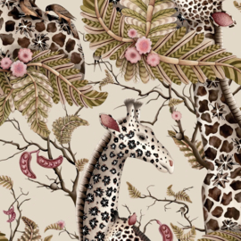Cole & Son Ardmore Baobab behang Royal Giraffe Stone & Mulberry 129/3012