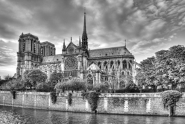 Papermoon Fotobehang Notre Dame Zwart-Wit