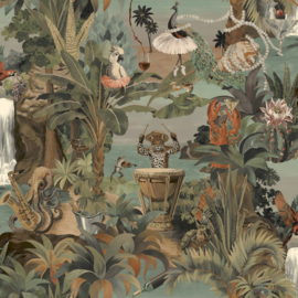 Dutch First Class Wanderlust behang Sunset Carnival Aqua Coral 92092