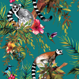 Dutch Imaginarium behang Lemur Teal/Multi 12402