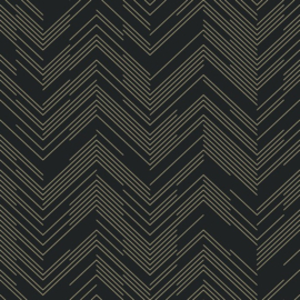 York Wallcoverings Modern Metals behang Polished Chevron Black Gold MD7221