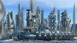 Papermoon Fotobehang Science Fiction Skyline