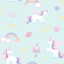 Dutch Over the Rainbow behang Unicorns, rockets and rainbows 90962