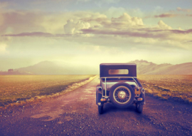 Papermoon Fotobehang Vintage Auto In De Woestijn