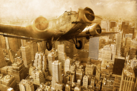 Papermoon Fotobehang Oud Vliegtuig Boven Manhattan