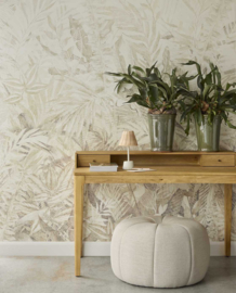 Eijffinger Rivièra Maison Wallpower Linen Leaves Sage 350706
