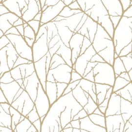 York Wallcoverings Modern Metals behang Metallic Trees Silhouette White Gold MD7126