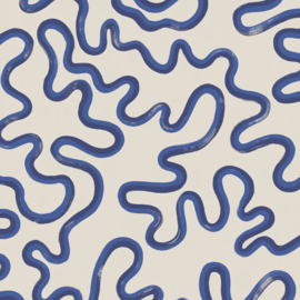 Cole & Son Vivienne Westwood digitaal behang Rainforest Squiggle Navy & Cerulean on Stone 130/8030