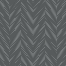 York Wallcoverings Modern Metals behang Polished Chevron Charcoal Silver MD7226