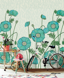 Eijffinger Rice 2 Wallpower 383610 Poppies Turquoise