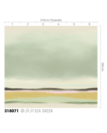 Eijffinger Twist Wallpower Abstract Sunset Sea Green 318071